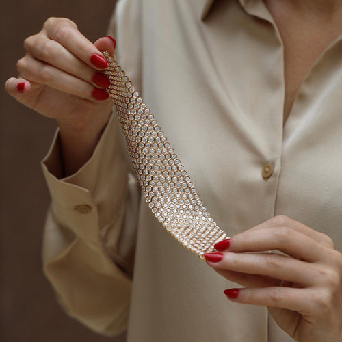 Bracelet Bracelet Manchette Souple Or 18k – 351 Diamants Brillants G-VS – 59.90 cts – 113.80 g 58 Facettes FB10860