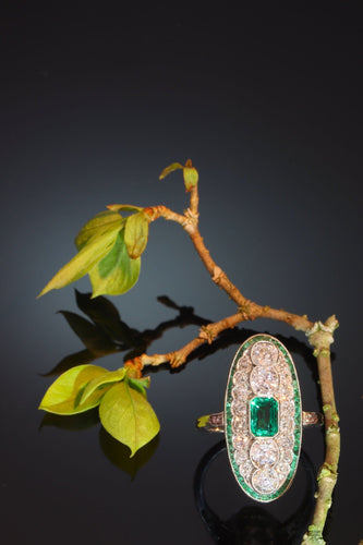 Bague 53 Héritage de Déco : Bague en platine avec émeraude colombienne éclatante 58 Facettes 22298-0053