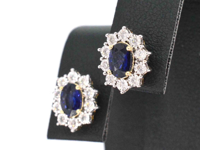 Boucles d'oreilles Boucles d'oreilles en or avec diamants et saphir 58 Facettes 2298