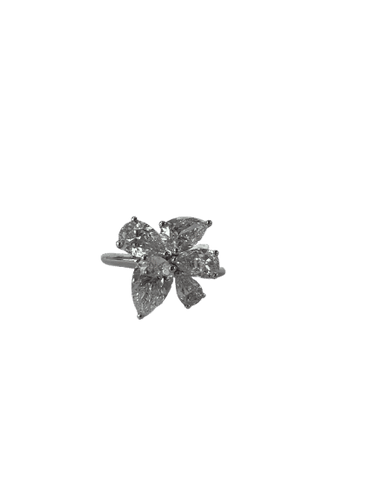 Bague Diamond solitaire flower 18k white gold ring 58 Facettes P756