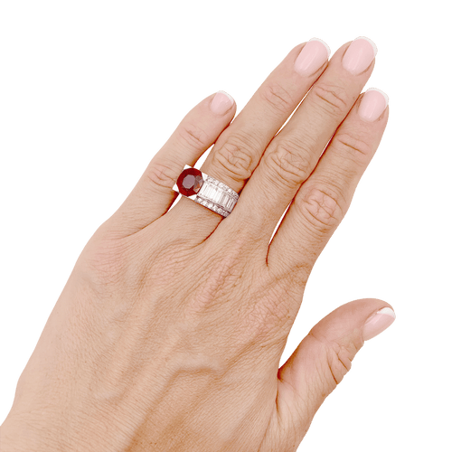 Bague 54 Bague tank platine, rubis et diamants. 58 Facettes 34687