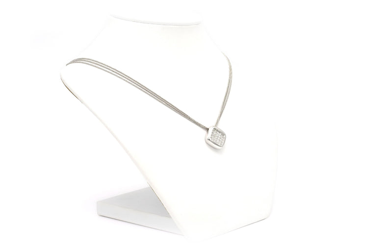 Collier Collier contemporain en or blanc 18 carats serti de diamants "taille" brillant (0,62ct) 58 Facettes 22336