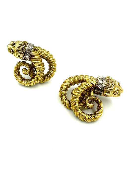 Boucles d'oreilles ZOLOTAS. Boucles d'Oreilles Vintage Or Jaune, Rubis et Diamants 58 Facettes