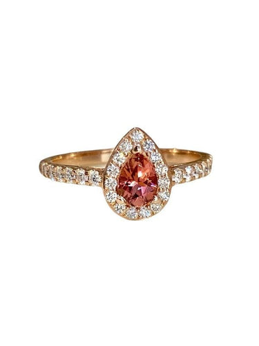 Bague 54 Bague or rose tourmaline et diamants 58 Facettes