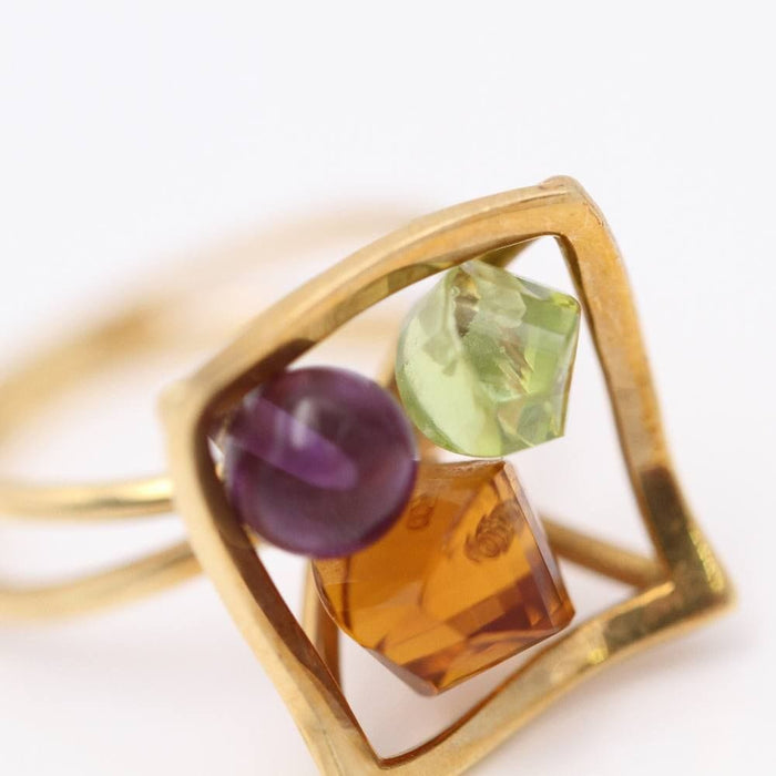 Bague 56.5 Bague Or jaune Améthyste Citrine Péridot 58 Facettes E360392A