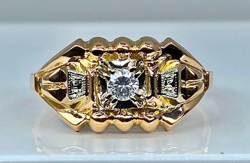 Ring 54 Yellow gold and diamond ring 58 Facettes AB311