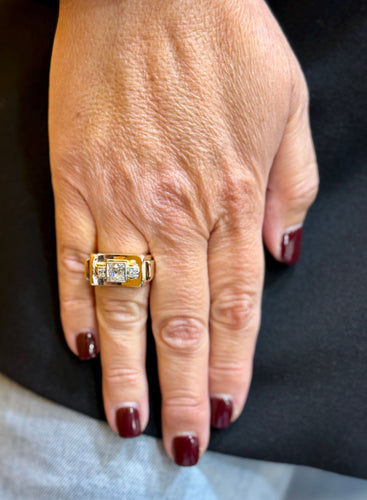 Bague 54 Bague Tank ancienne en or et diamants 58 Facettes