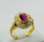Bague 56 Bague en or jaune avec rubis et diamants 58 Facettes 50236