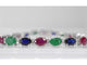 Bracelet Bracelet tennis en or blanc avec diamants, saphir, rubis et émeraude 58 Facettes 2068