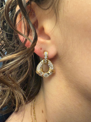 Boucles d'oreilles Boucles d'oreilles or jaune avec diamants naturels de 2,50 carats certifiés HRD 58 Facettes