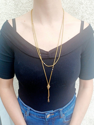 Collier Sautoir Or Et Perles 58 Facettes