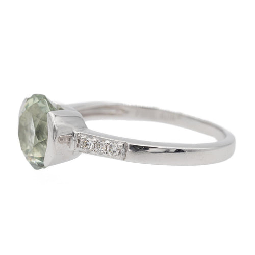 Bague Or blanc Prasiolite, Diamant