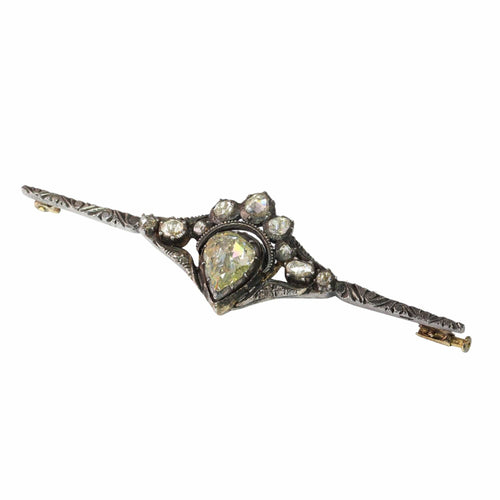 Broche Heritage Refined : Broche cœur couronné avec grand diamant taille rose antique 58 Facettes 24309-0272