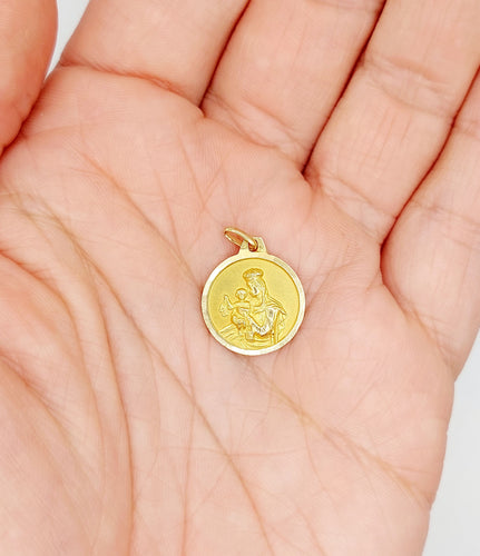 Pendentif Médaille religieuse vintage or jaune double face vierge Marie et Jésus Christ 58 Facettes B01019