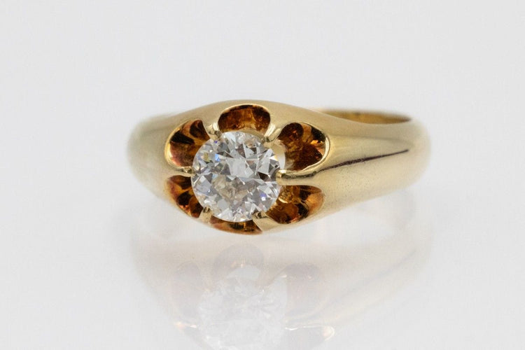 Bague 57 Bague solitaire en or jaune avec diamant taille ancienne de 0,80 ct 58 Facettes 11215