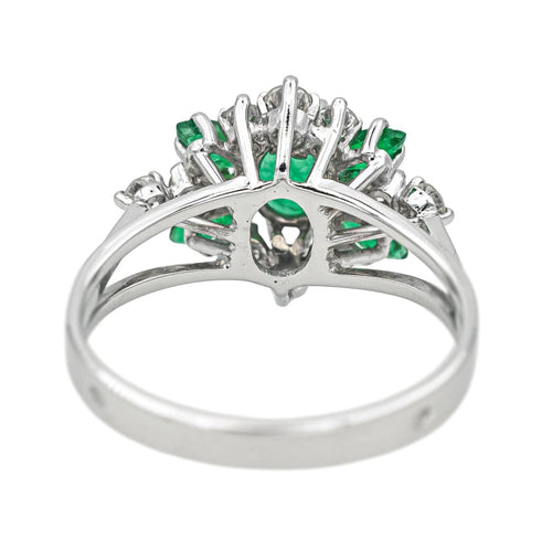 Bague 56 Bague Or blanc Emeraude, Diamant 58 Facettes 4523452CN