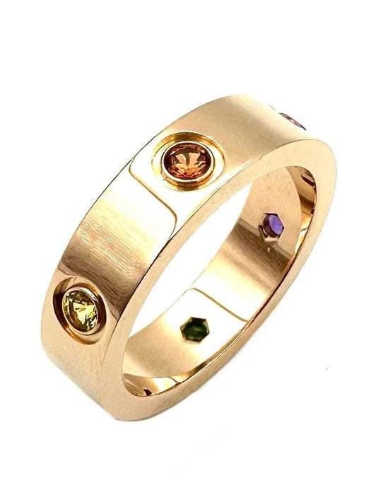 Bague 56 CARTIER. Collection "LOVE", bague or rose 18K et saphirs (full set) 58 Facettes