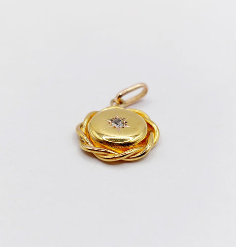 Pendentif Pendentif Art Déco or jaune, diamant taille ancienne serti étoilé (circa 1950) 58 Facettes A06315