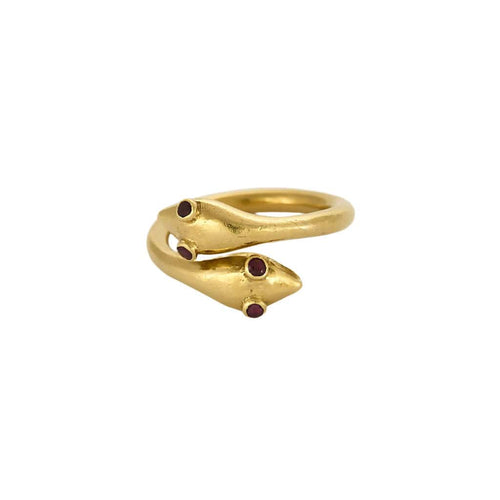Bague 54 Bague "Serpents"  en or jaune et rubis de synthèse 58 Facettes BIA10342
