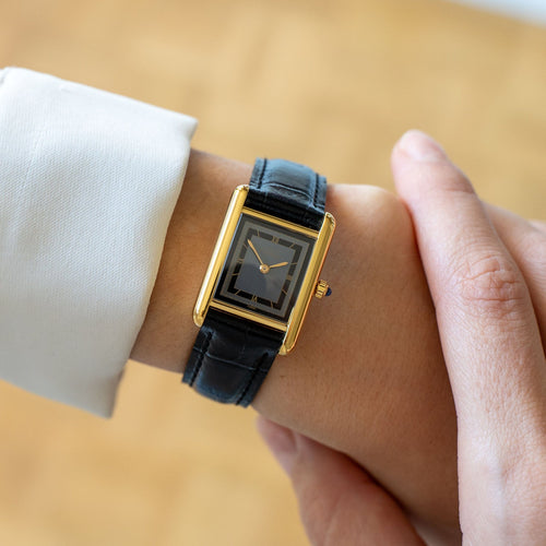 Montre Cartier - Montre Tank Must cadran gris chemin de fer en vermeil 58 Facettes