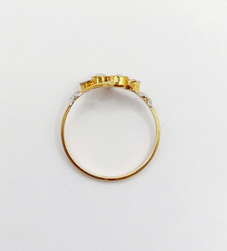 Bague 57.5 Bague toi et moi Art nouveau perles et diamants taille rose en or 18k 58 Facettes A06498