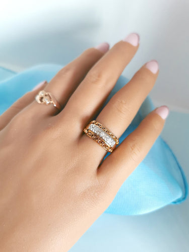 Bague 52.5 Bague Vintage (1940-1950) diamants or rose et or blanc 18K 58 Facettes 1762