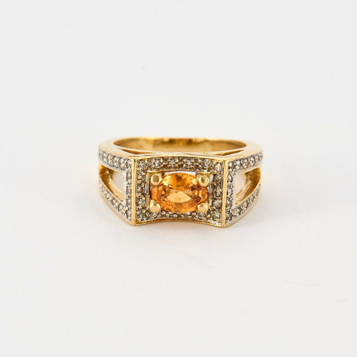 Bague 50 Bague or jaune, citrine et diamants 58 Facettes 240460