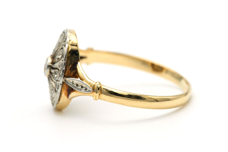 Bague 57 Bague Art Déco - Bague en or jaune et blanc 18k et diamants taille rose 58 Facettes B795