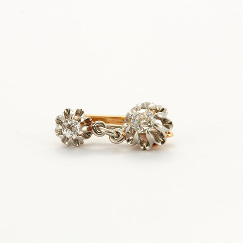 Boucles d'oreilles Dormeuses diamants or gris et jaune 58 Facettes