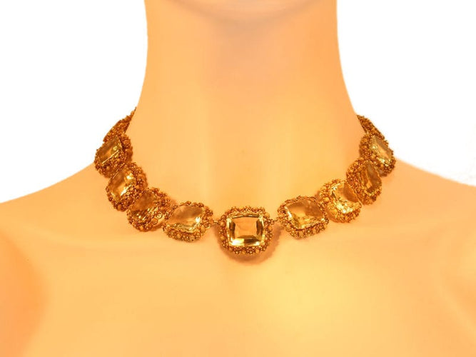 Collier Or géorgien : collier exquis en citrine cannetille 58 Facettes 14171-0037