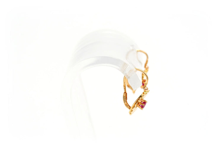 Boucles d'oreilles Boucles d'oreilles Art Déco or jaune et rubis de synthèse 58 Facettes 22472