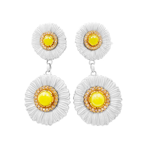Boucles d'oreilles Boucles d'oreilles Buccellati, "Blossoms Color", or jaune, argent, diamants bruns, agates jaunes. 58 Facettes 34849