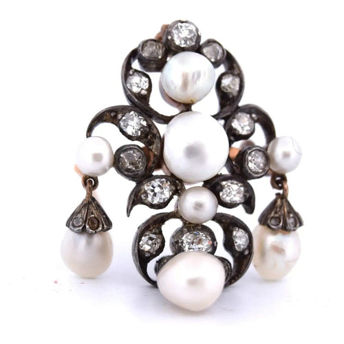 Broche Broche taille ancienne (Old Mine) en or 12k et argent 925, diamants 58 Facettes SP22