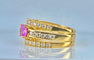 Bague 53 Bague jonc bandeau or jaune, saphir rose, diamants. 58 Facettes AB631