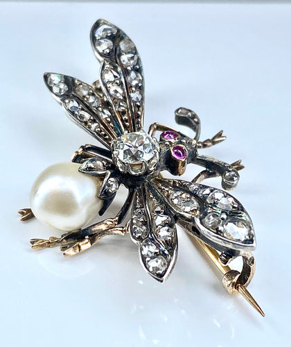 Broche Broche Mouche Perle Fine & Diamants 58 Facettes AB298