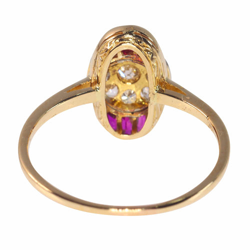 Bague 58 Bague de fiançailles Art déco vintage en diamant et rubis 58 Facettes 22237-0168