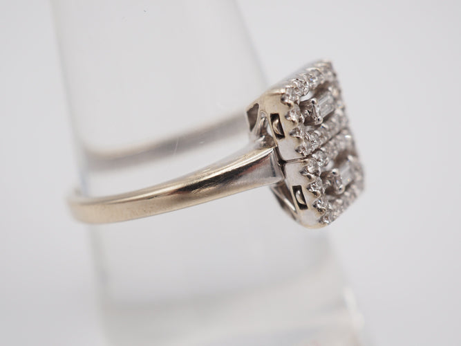 Bague 52 Bague boucle d'oreille diamant style Art déco 58 Facettes