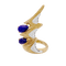 Bague 52 Bague "éclair" deux tons d'or 750/000, lapis lazuli et diamants. 58 Facettes 34722