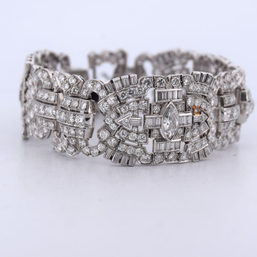 Bracelet Bracciale stile art déco en platine et diamants 58 Facettes