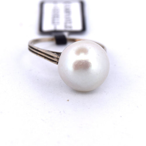Bague 56 Bague ancienne en or blanc avec perle naturelle 58 Facettes
