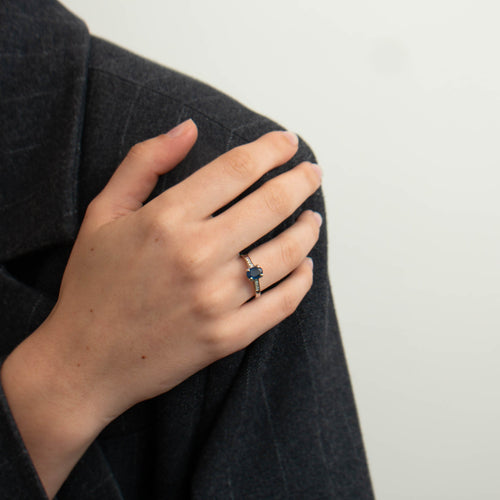 Bague 52 Bague Saphir ovale Diamants 58 Facettes