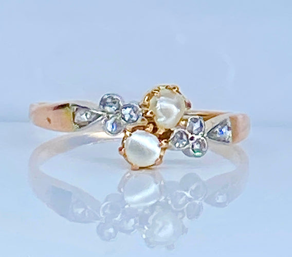 Bague or perles diamants vers 1900