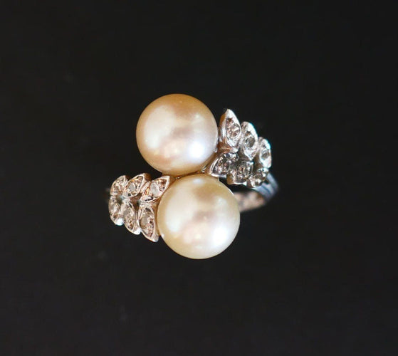 Bague 53 Bague Perles Et Diamants, Or 58 Facettes