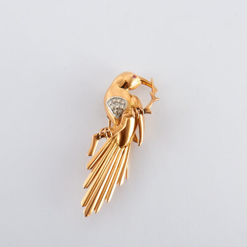 Broche Broche Oiseau Exotique Rubis diamants 58 Facettes