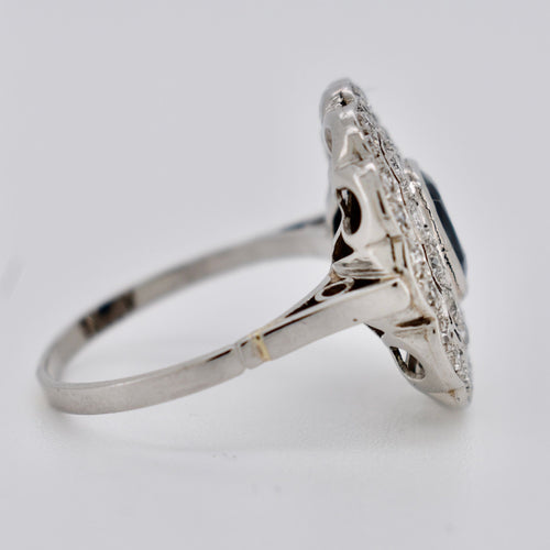 Bague 56 Bague Art Deco - Or 18 Carats, Saphir Naturel Non Chauffé et Diamants 58 Facettes 469