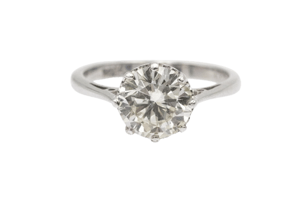 Bague 53 Bague solitaire classique en or blanc avec un diamant de 2,01 carats 58 Facettes 11533