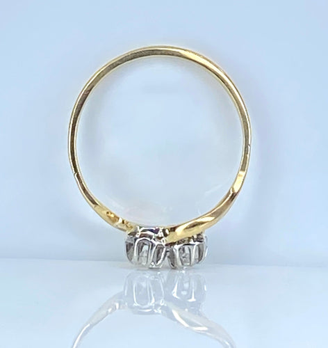 Bague toi et moi or jaune et blanc diamants