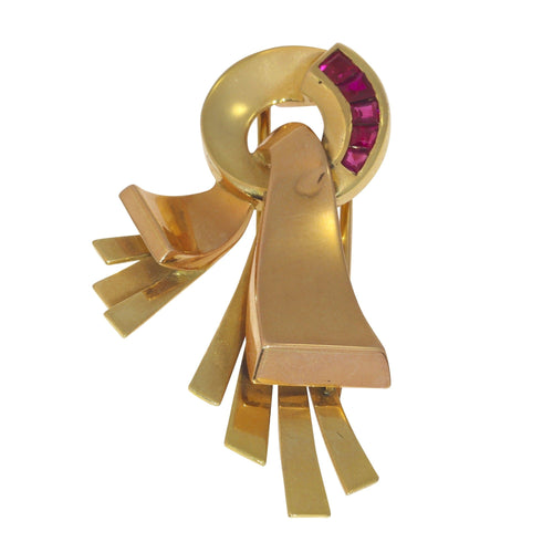 Broche Broche sertie de rubis rétro fabriquée en France 58 Facettes 12005-0030