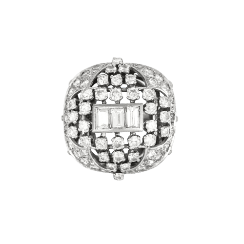 Bague 50 Bague dôme or blanc diamants 58 Facettes