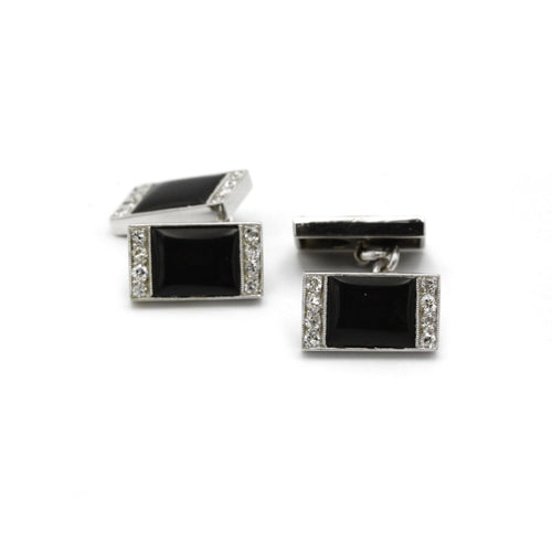 Boutons de manchette Boutons de Manchettes - Or, Diamants & Onyx 58 Facettes 250012SP